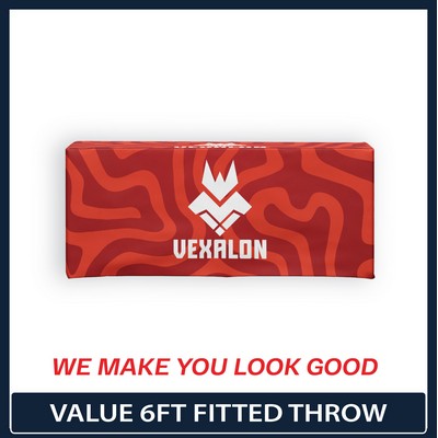 Value - 6' x 30"Top x 29"H - 4 Sided Hemmed Fitted Table Throw (Full Coverage Dye Sublimation)